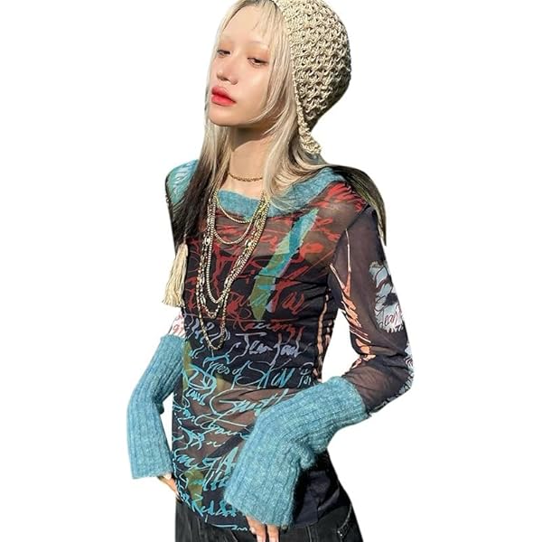 トップス CONP graphic print sheer mesh patch top CONP graphic print sheer mesh patch top - メルカリ